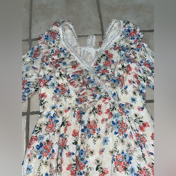 Just Me Floral prairie boho peasant cottagecore Hana Tier Dress small - Picture 6 of 14
